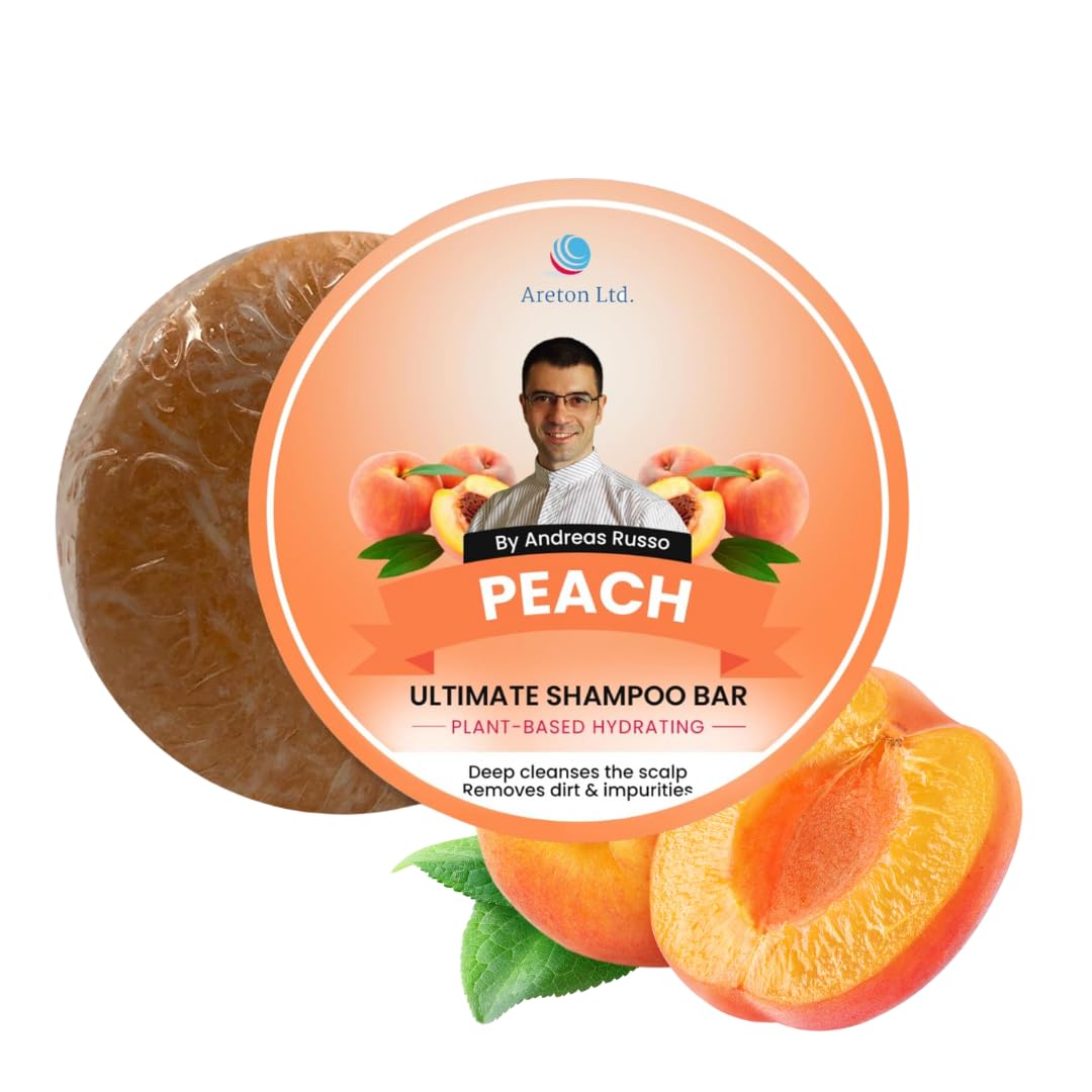 Natural SLS Free Solid Shampoo Bar for Dry Hair - Peach Prevents Split Ends