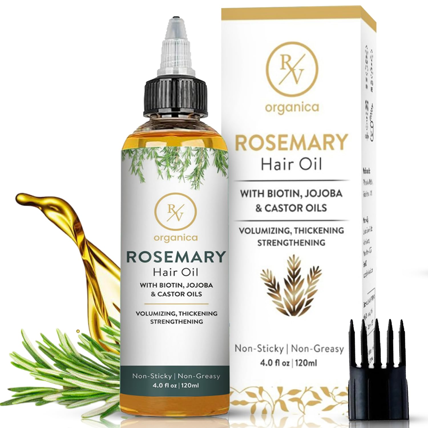 Rosemary Oil for Hair Growth | Infused with Biotin, Jojoba & Castor Oil | 4 fl oz for Thicker Stronger Hair